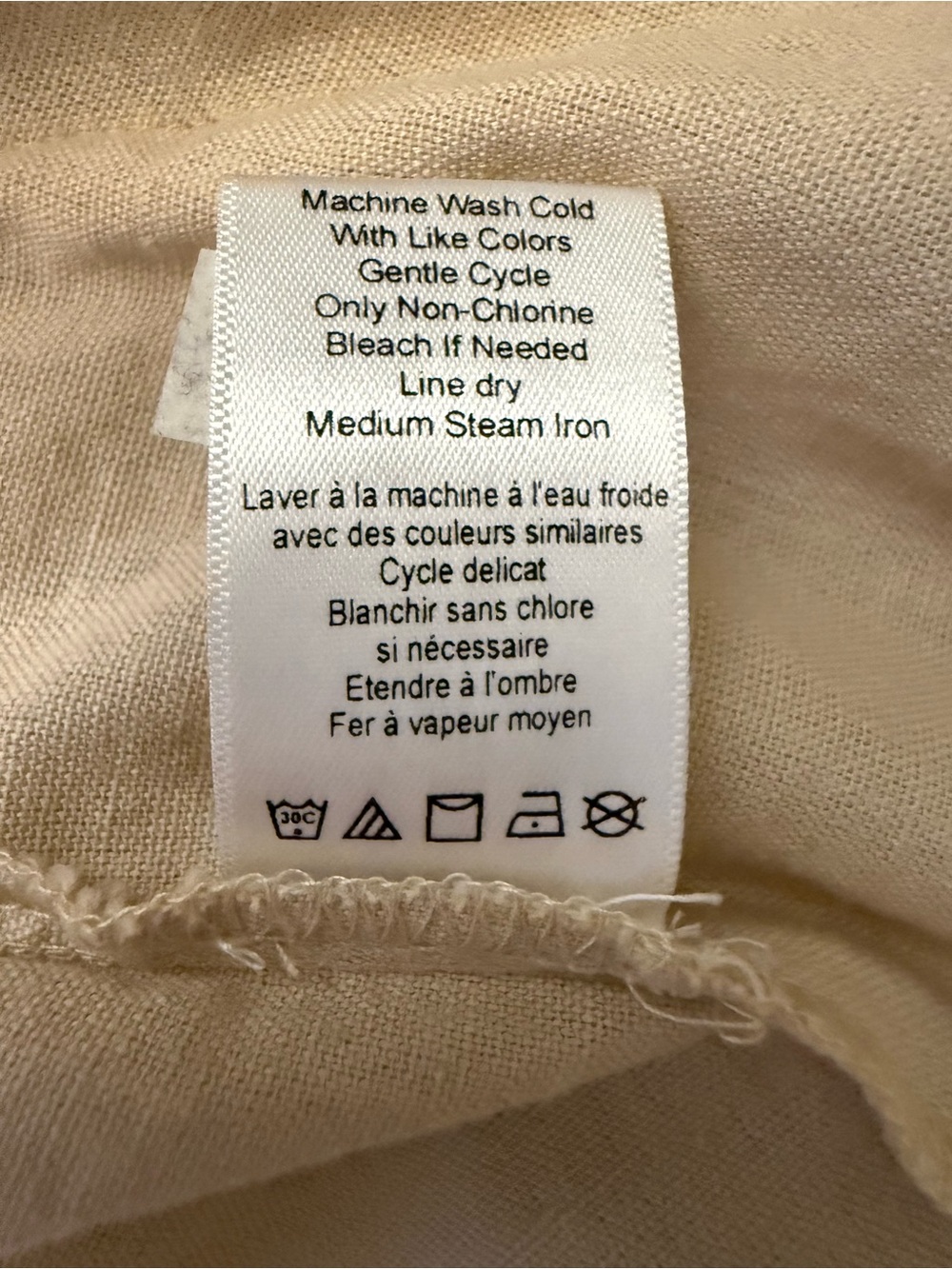 Coldwater Creek Linen Blend Lace Hem Buttons Blouse 10-12 Beige Boho Cottagecore - Picture 6 of 7